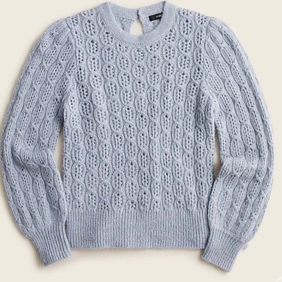 J Crew Balloon-sleeve cable-knit sweater Dusty Sky Blue XS - Picture 2 of 9